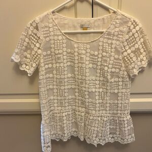 Anthropologie White Textured Women's Top